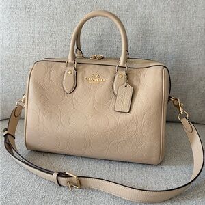 ***SOLD*** Coach Signature Leather Large Rowan Satchel in Oat